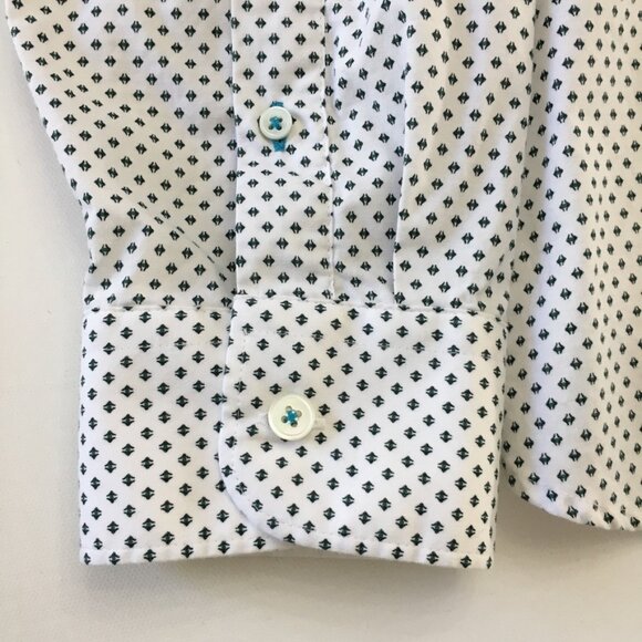 Ted Baker Mens Size 5 Button Down Shirt Collard Blue Gray White Floral Prints - Picture 4 of 12